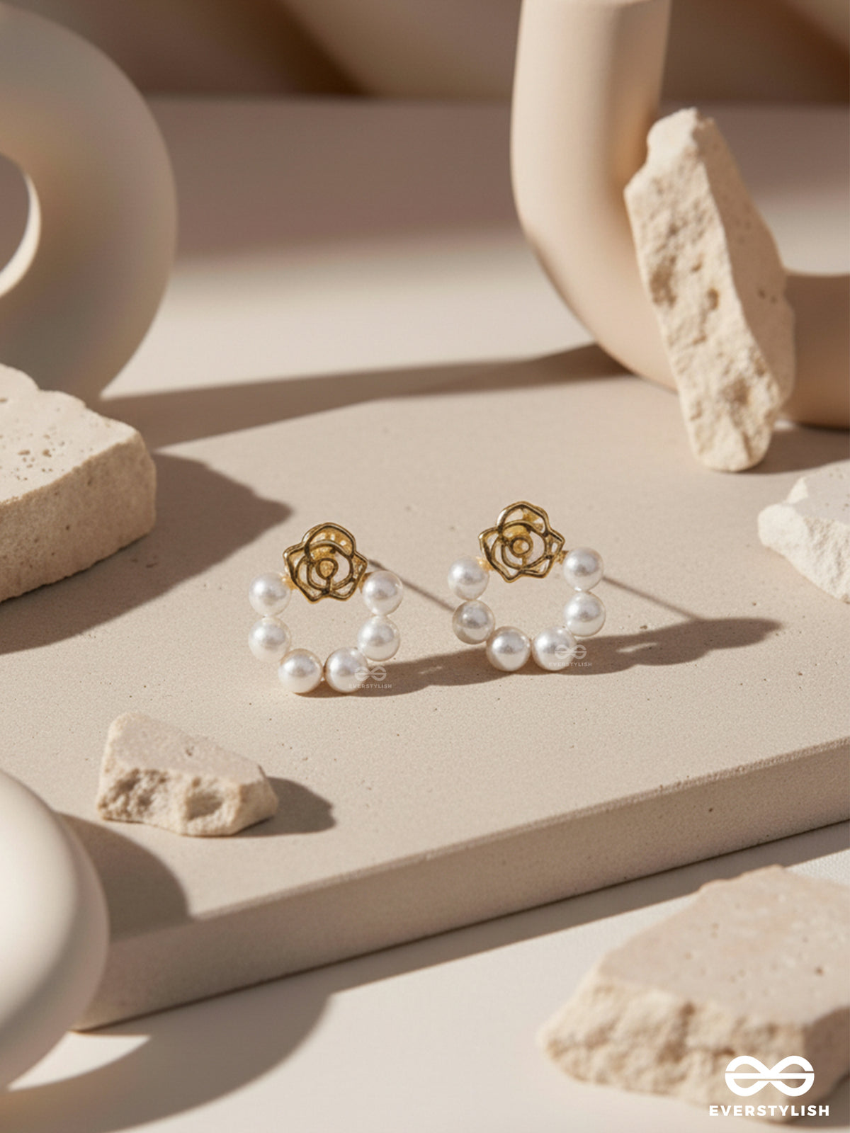 Honey Halo - Warm Golden Pearl Hoop Studs