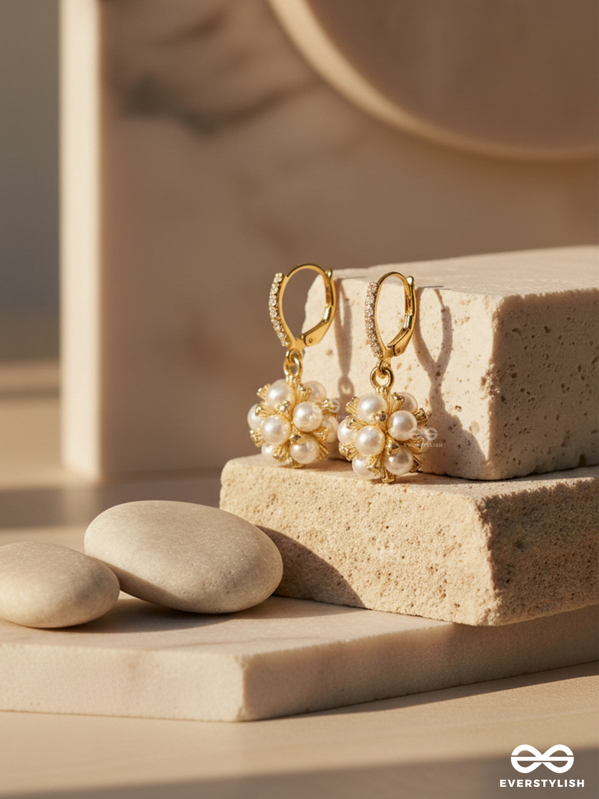 Pearl Puff - Trendy Cluster Pearl Drops Studs