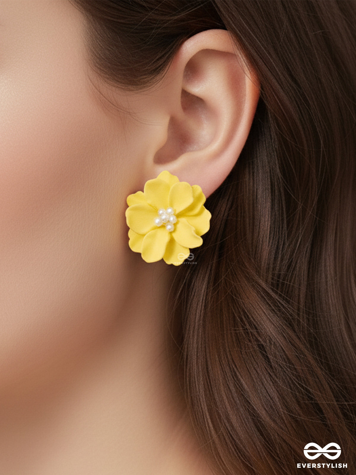Muse Fleur- Yellow Floral Studs With A Soft, Creamy Finish