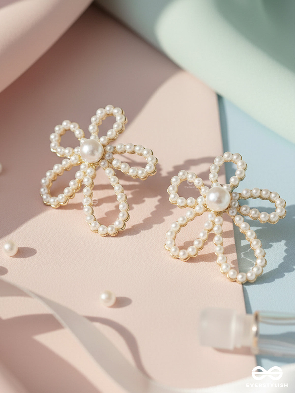 Daisy Whirl - Whimsical Pearl Loop Flower Earrings