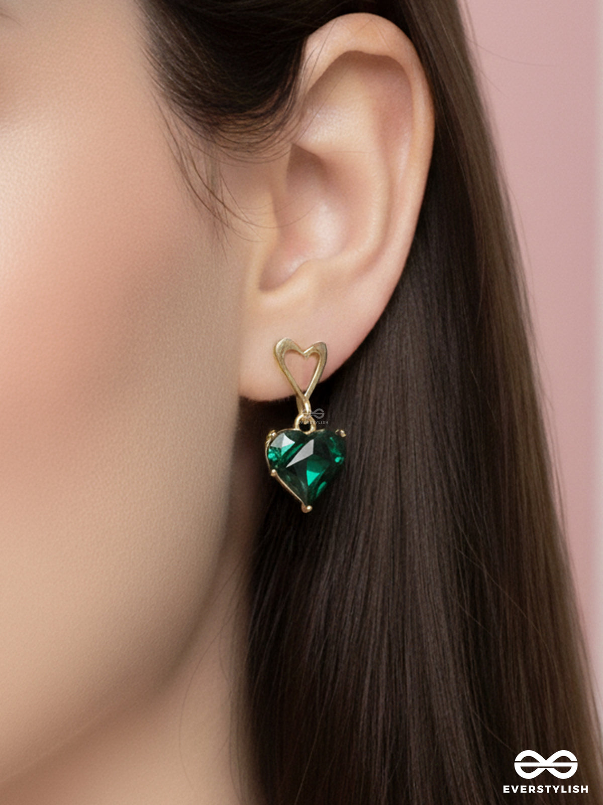 Heartlet - Dainty Green Gem Heart Drops