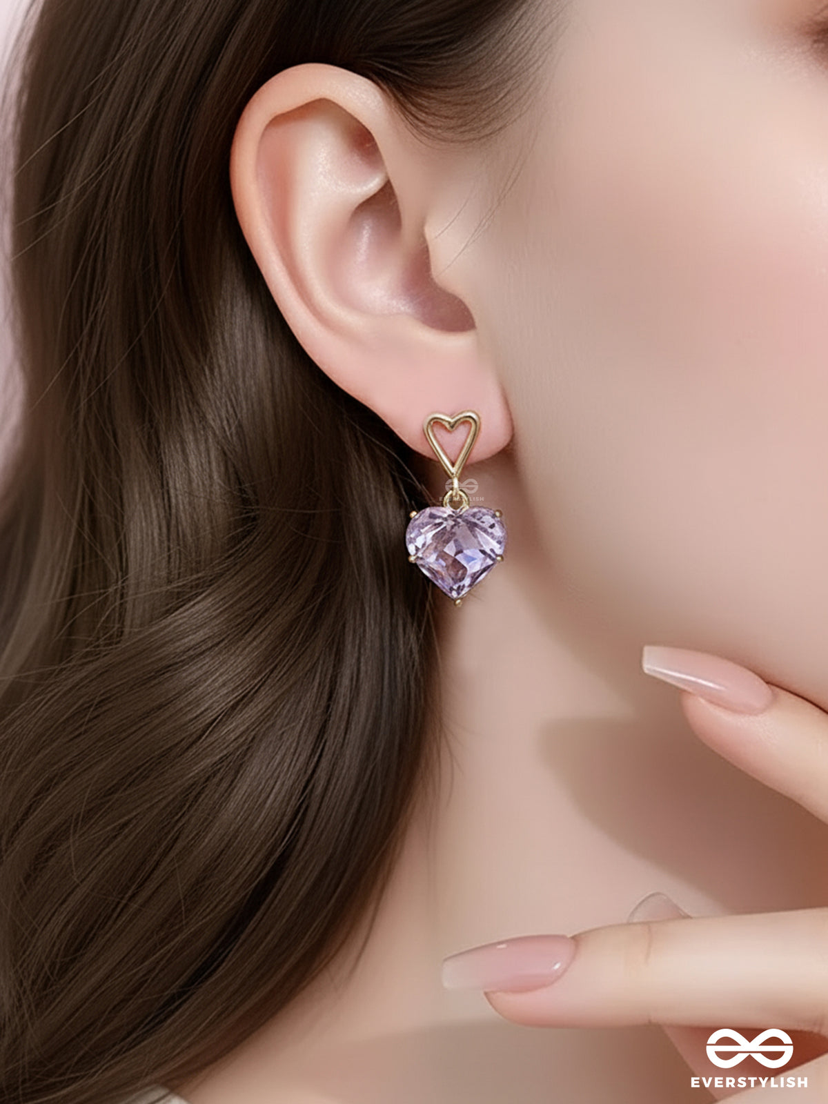 Heartlet - Dainty Purple Gem Heart Drops