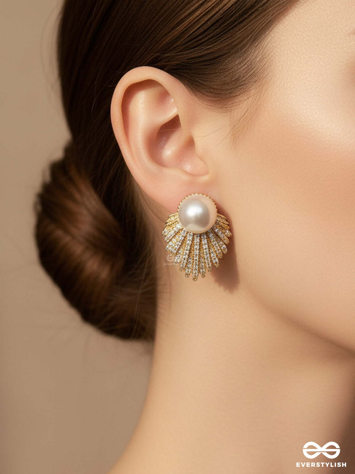 Serene Leaf - Classic Pearl Tops With Golden Leaf Motif