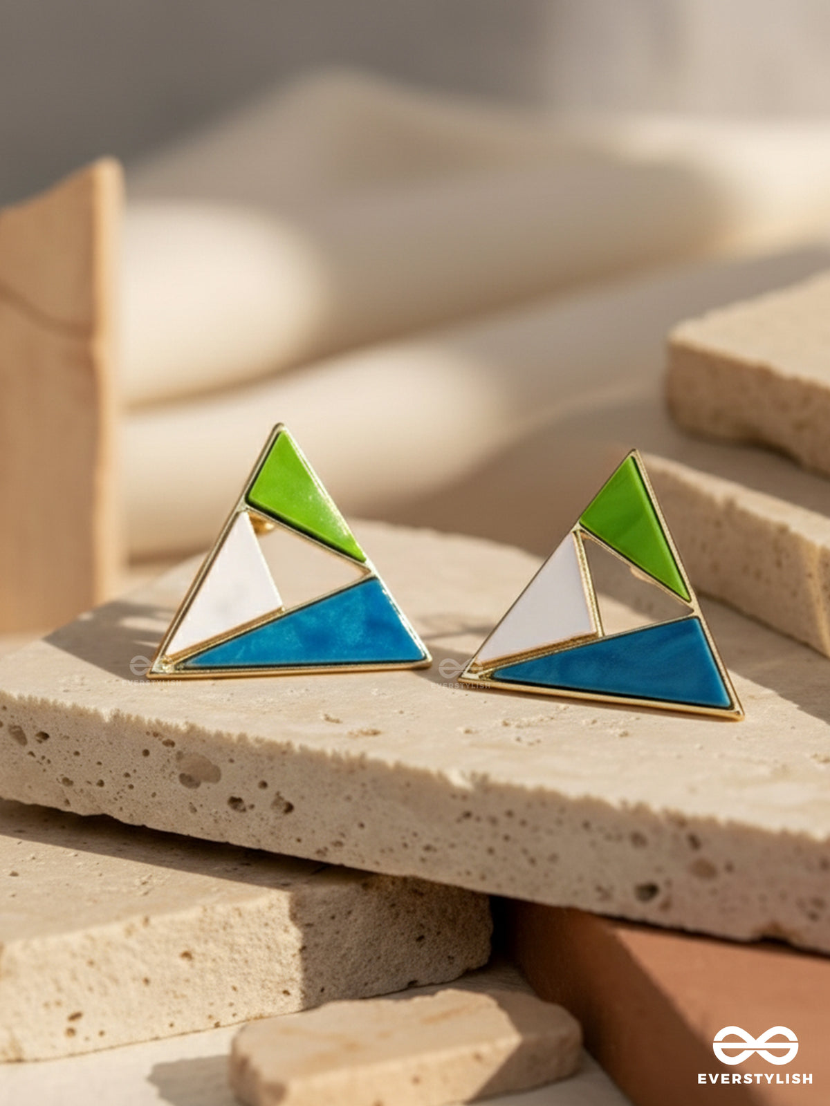 Pixel Triad - Multi-Color Triangle Stud Earrings