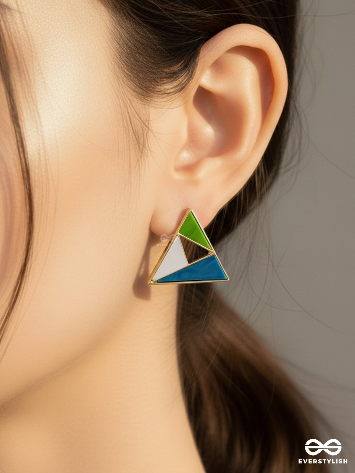 Pixel Triad - Multi-Color Triangle Stud Earrings