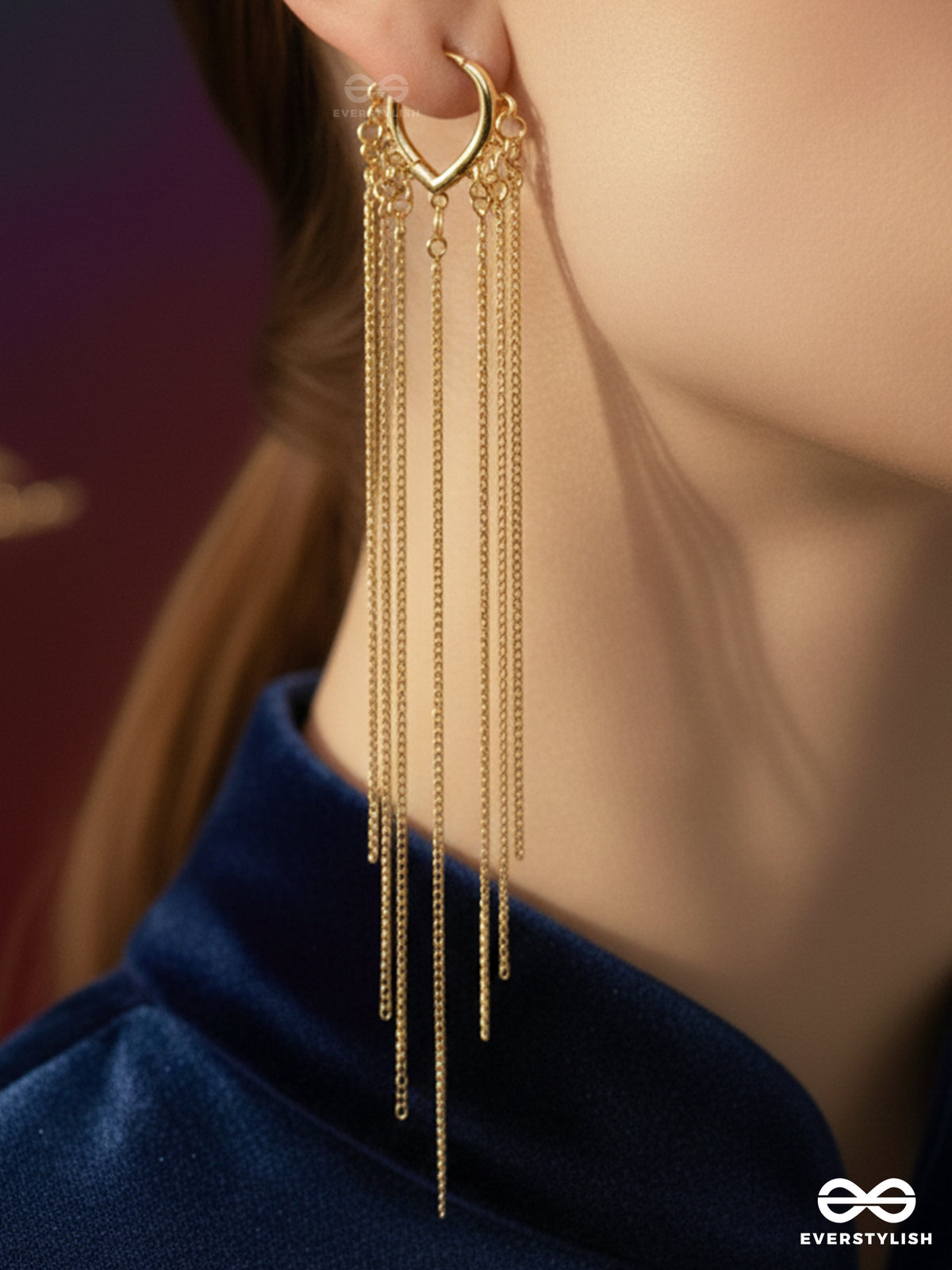 Gold Drizzle - Long Flowy Gold Chain Earrings