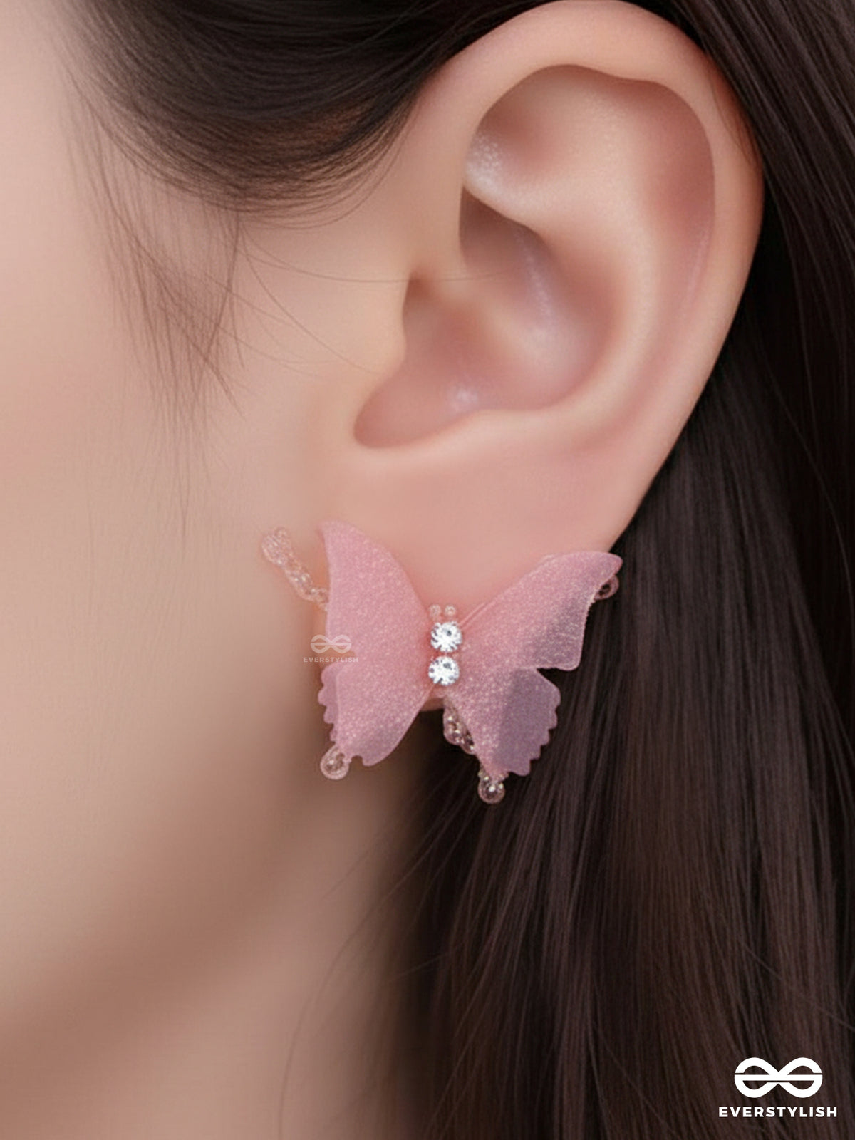 Softwing Bloom - Transparent Pink Butterfly Studs