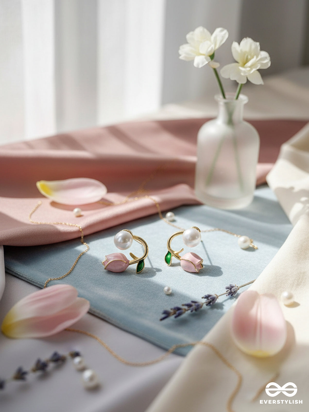 Pink Budlet - Soft Floral Pearl Studs