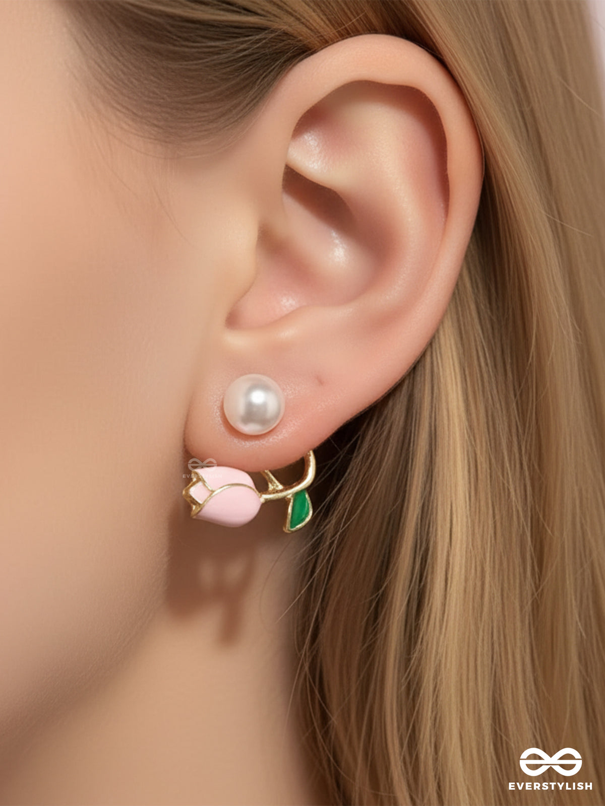 Pink Budlet - Soft Floral Pearl Studs