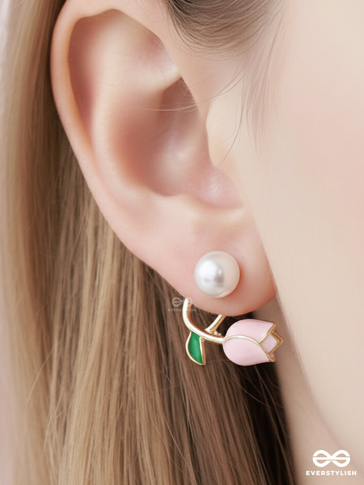 Pink Budlet - Soft Floral Pearl Studs