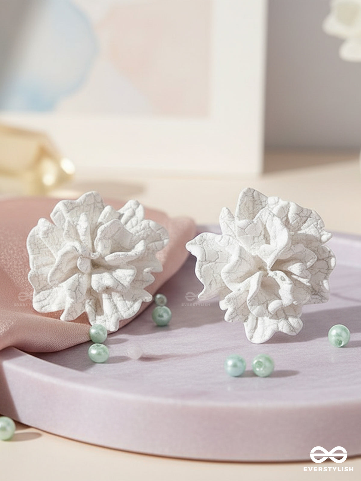 The Petal Cloud - Carved Floral Stud Earrings