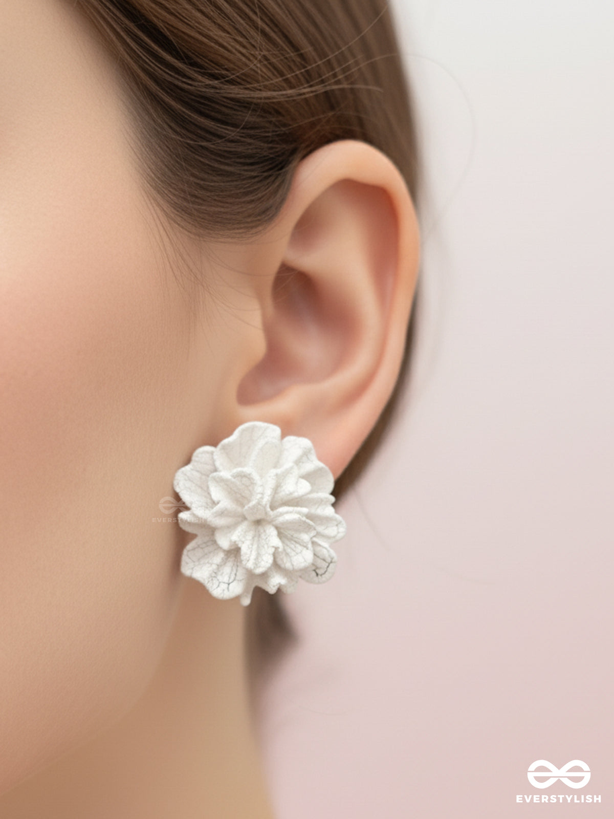 The Petal Cloud - Carved Floral Stud Earrings