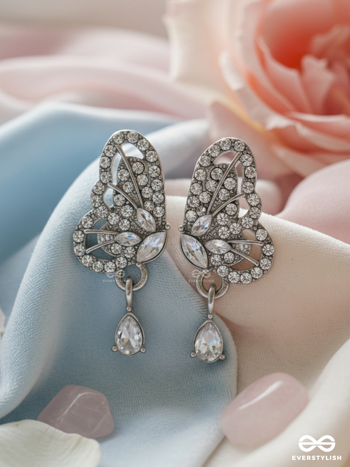 Silver Veil - Delicate Mesh Loop Drop Earrings