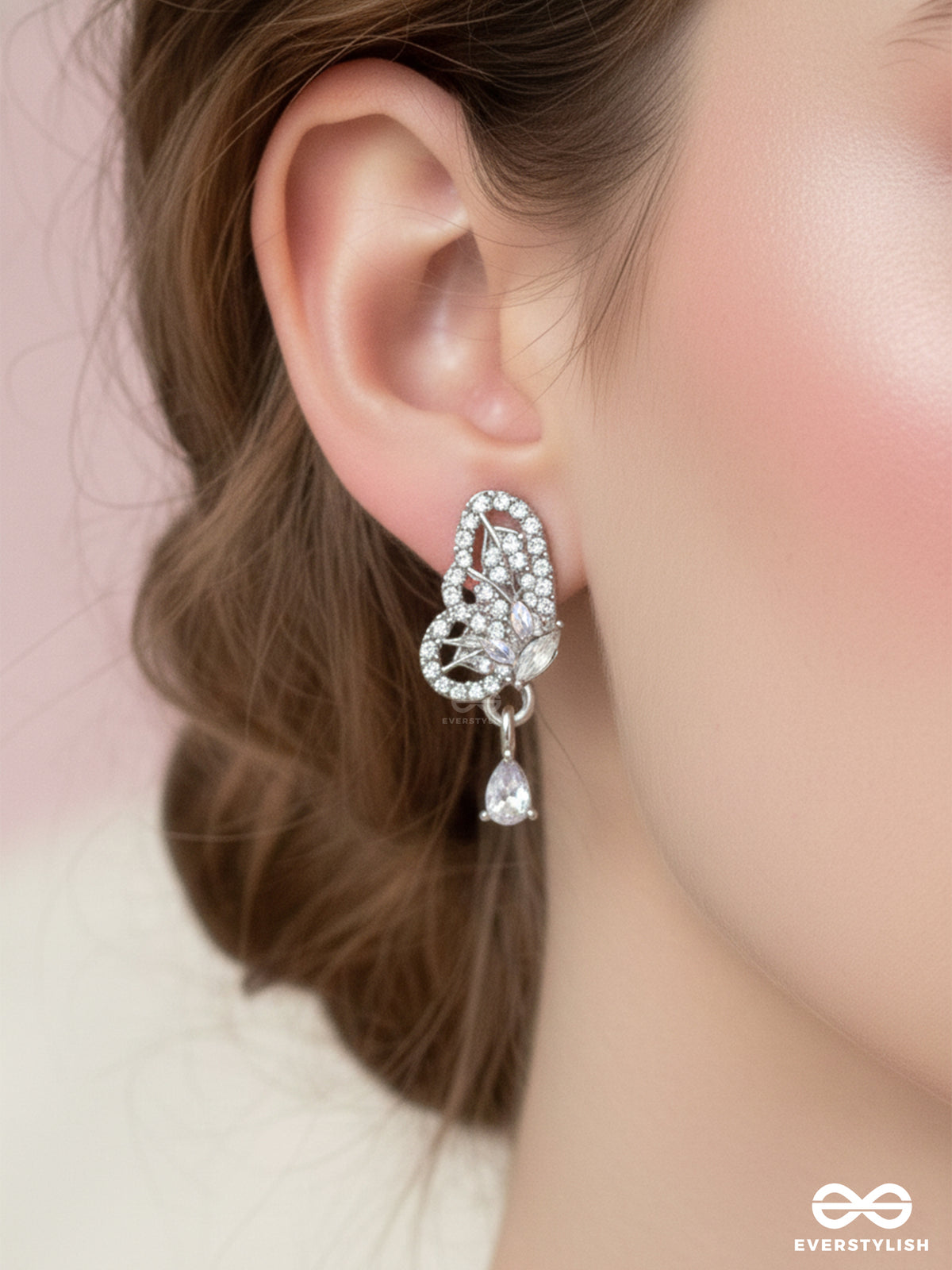 Silver Veil - Delicate Mesh Loop Drop Earrings