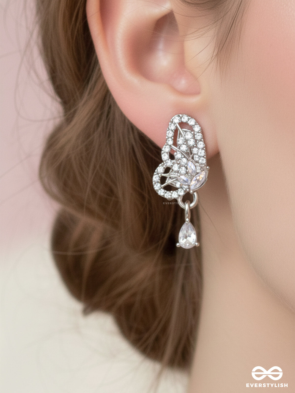 Silver Veil - Delicate Mesh Loop Drop Earrings