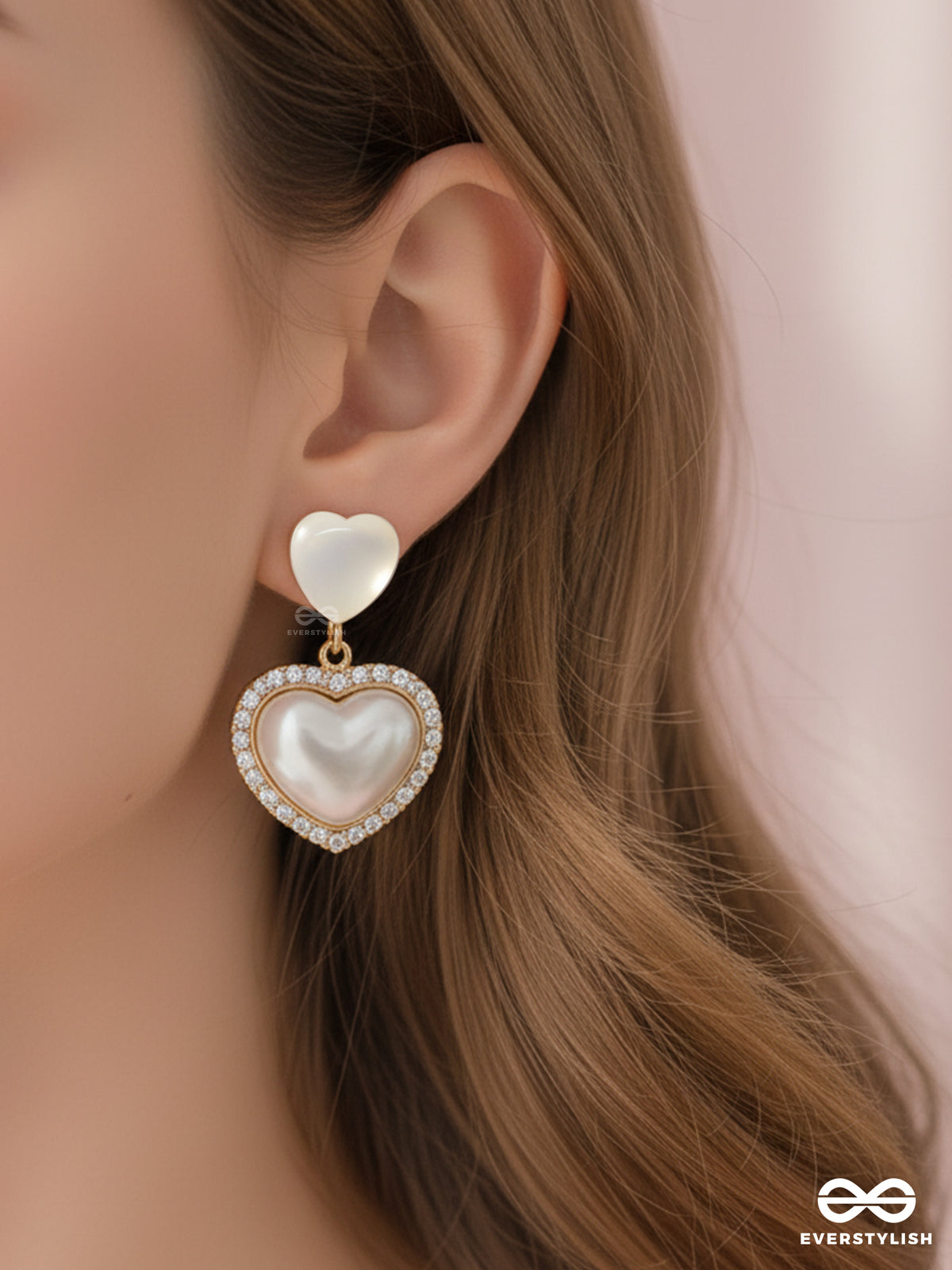 Lumi Heart Charm - Soft Top Heart With Sparkle Drop Earrings