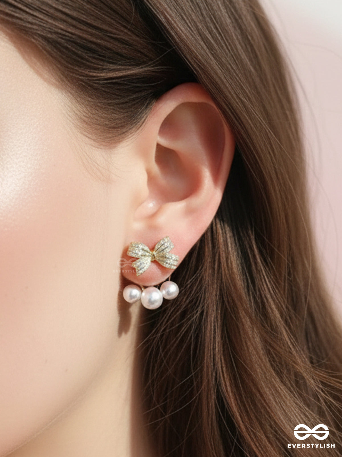 Bubble Bow - Cute Pearl Drop Ear Jackets