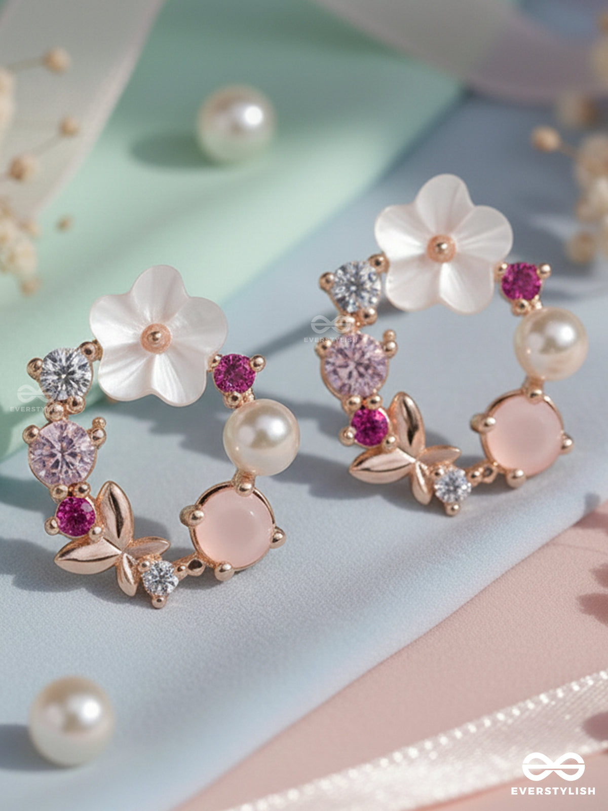 Bubble Bloom - Cute Pink Charm Earrings