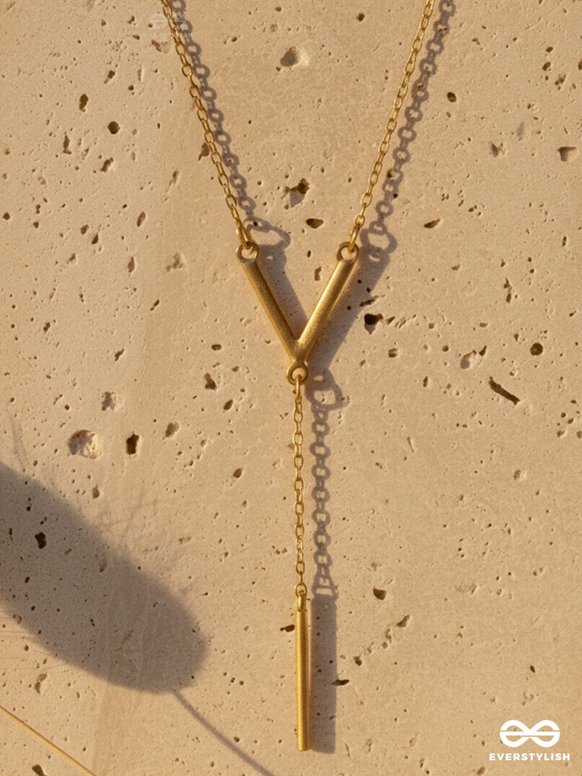 Golden Drape - Modern Y-Chain Drop Necklace