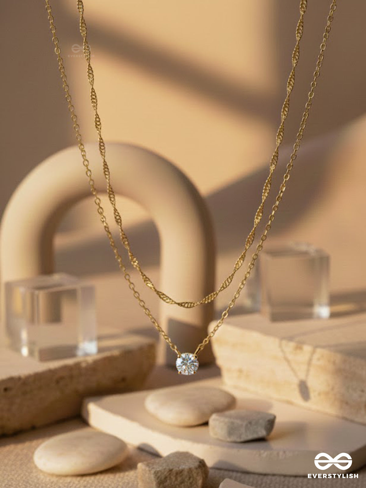Lumi Layers - Subtle Everyday Layered Necklace With Single Stone