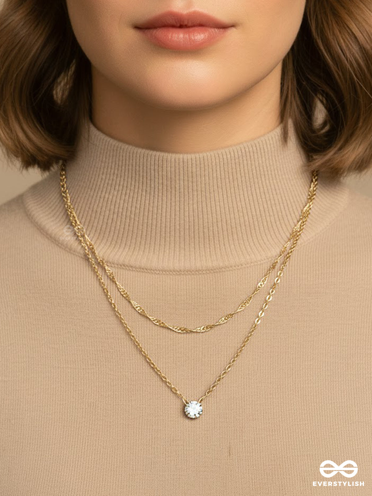 Lumi Layers - Subtle Everyday Layered Necklace With Single Stone