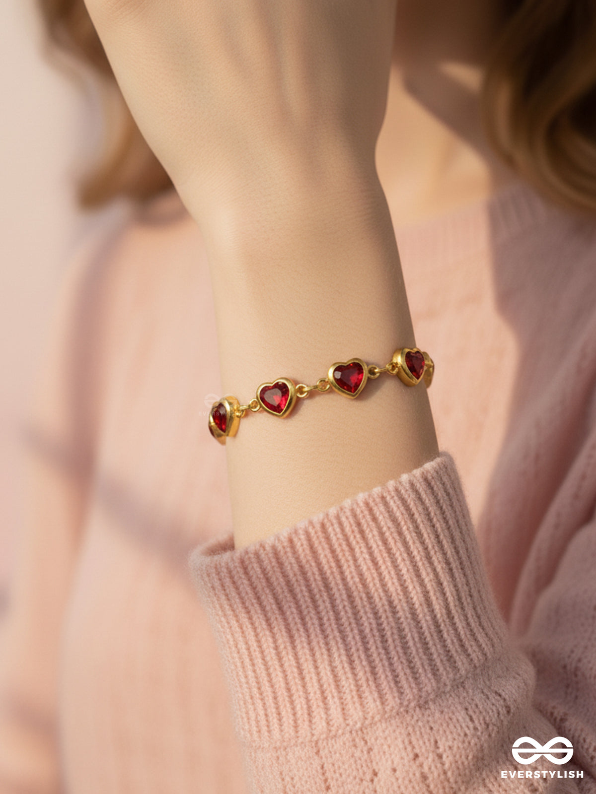 The Heart Pop - Chic Red Heart Stone Everday Wear Bracelet