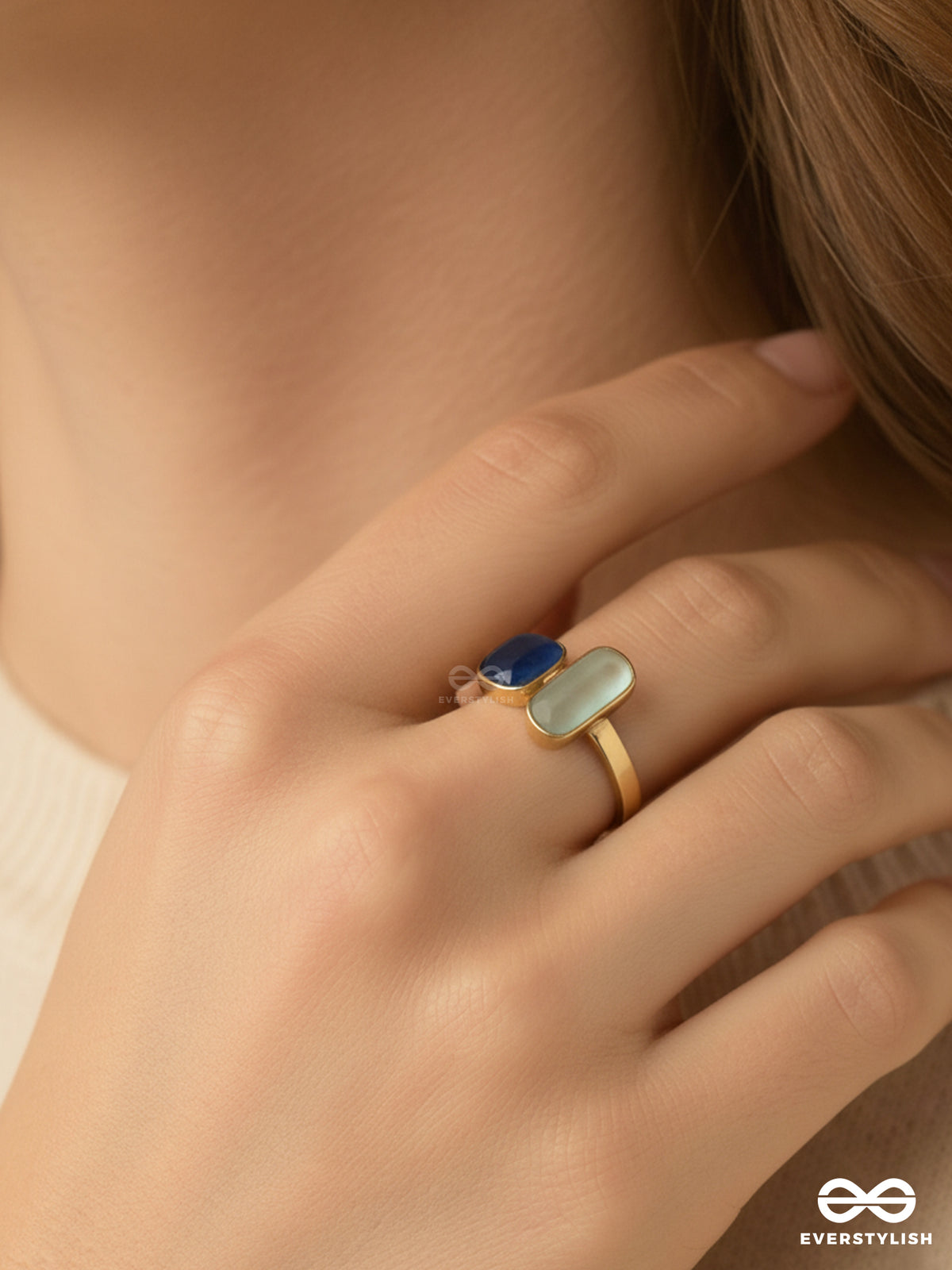 Eclipse - Contrast Stone Adjustable Ring