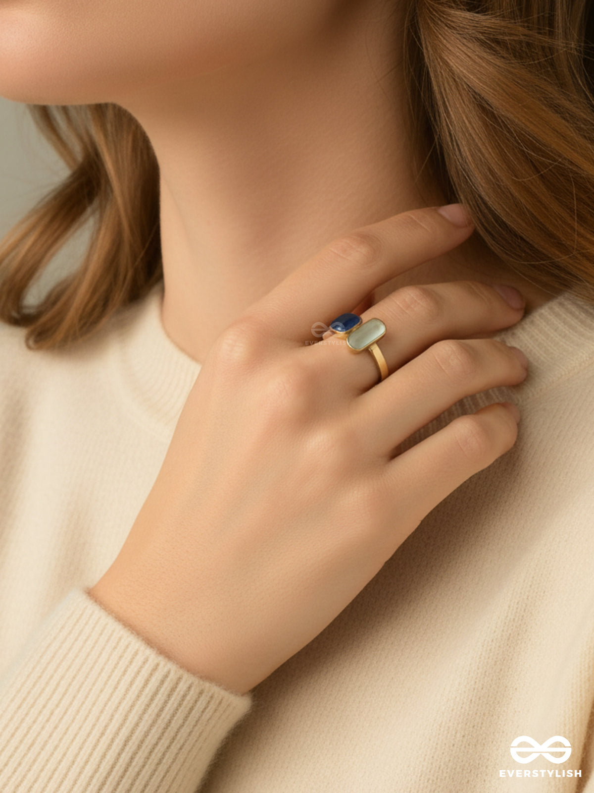 Eclipse - Contrast Stone Adjustable Ring