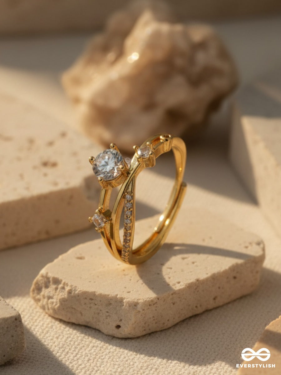 Soft Solitaire - Golden Statement Ring