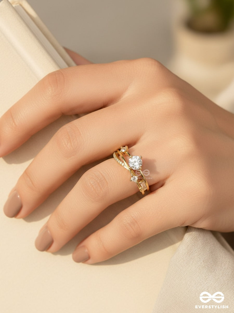 Soft Solitaire - Golden Statement Ring