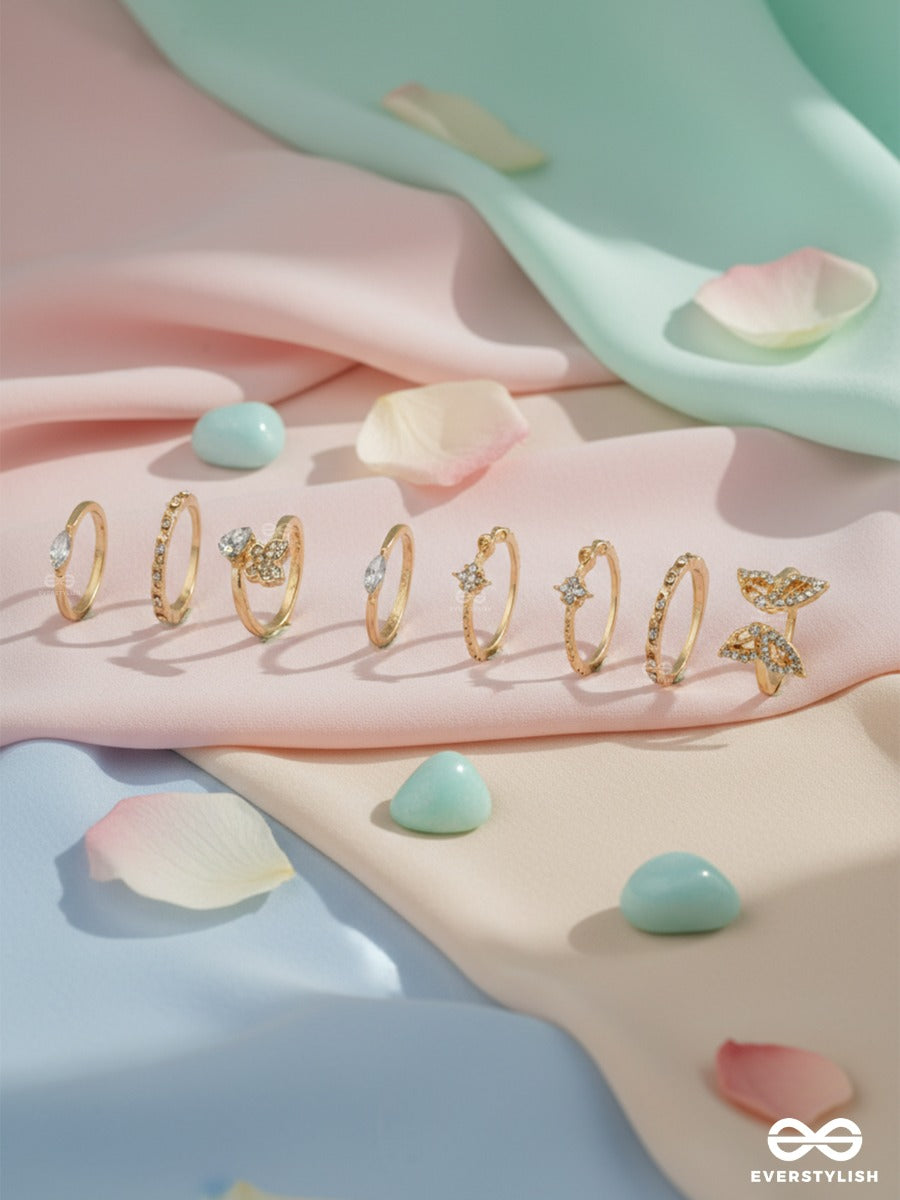 Lunar Flutter - Delicate Golden Ring Set