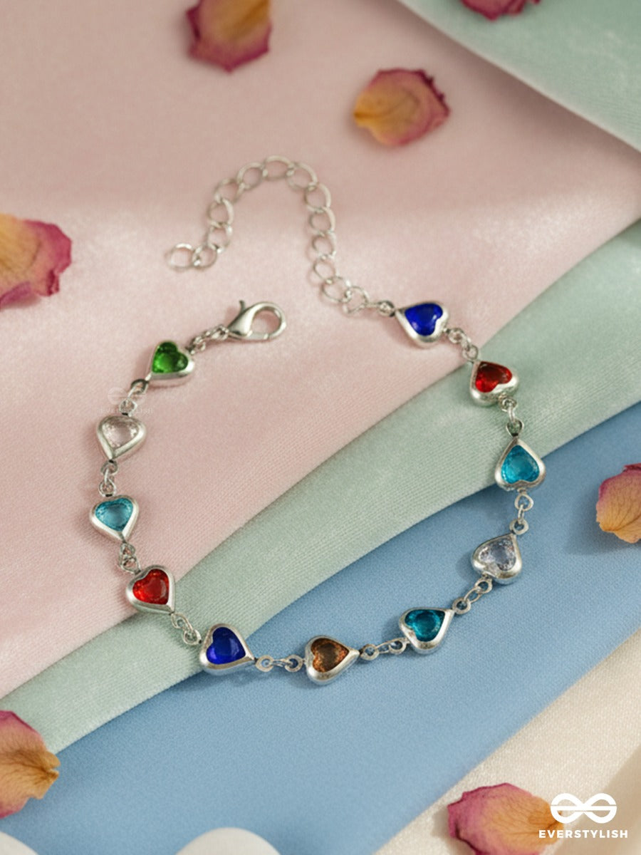 Happy Hearts - Multicolour Silver Bracelet