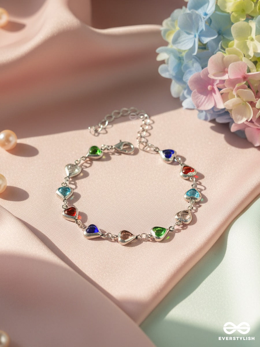 Happy Hearts - Multicolour Silver Bracelet