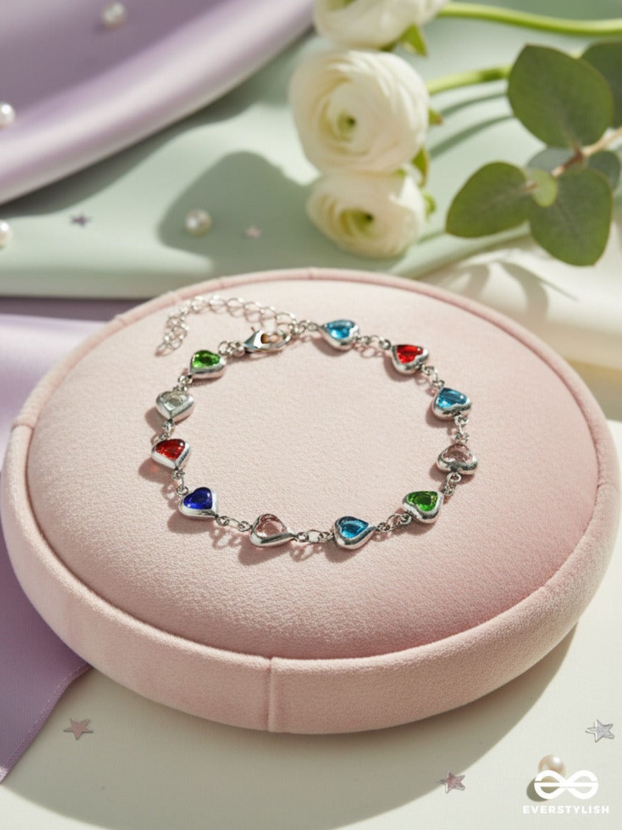 Happy Hearts - Multicolour Silver Bracelet