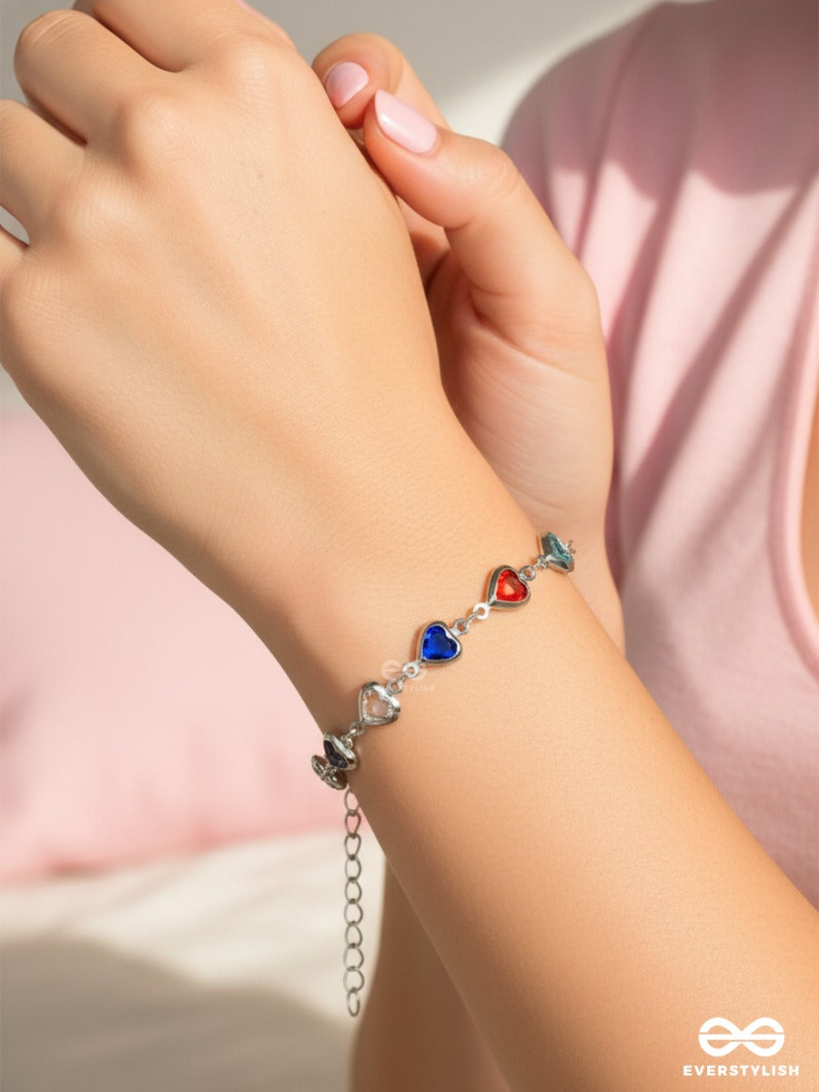 Happy Hearts - Multicolour Silver Bracelet