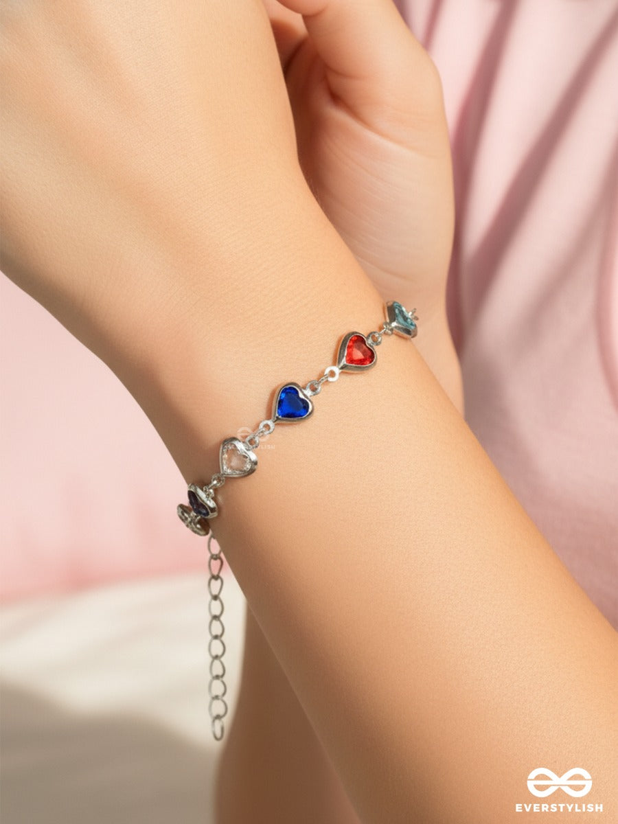 Happy Hearts - Multicolour Silver Bracelet
