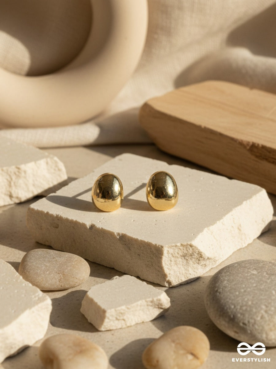 Golden Pebble - Minimal Stud Earrings
