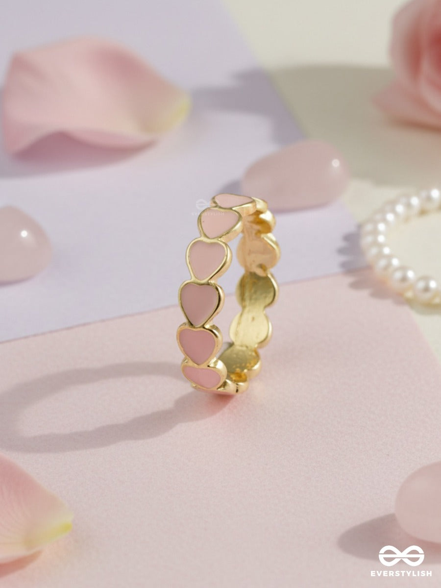 Blush Hearts - Enamelled Gold Ring