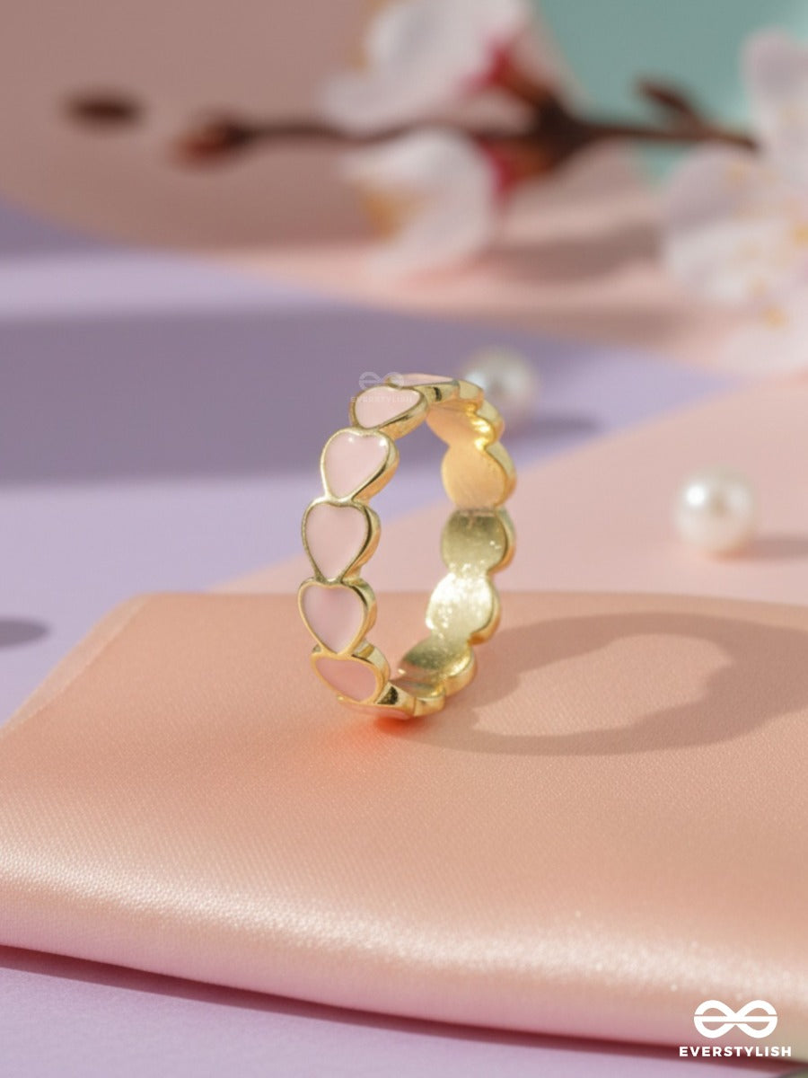 Blush Hearts - Enamelled Gold Ring