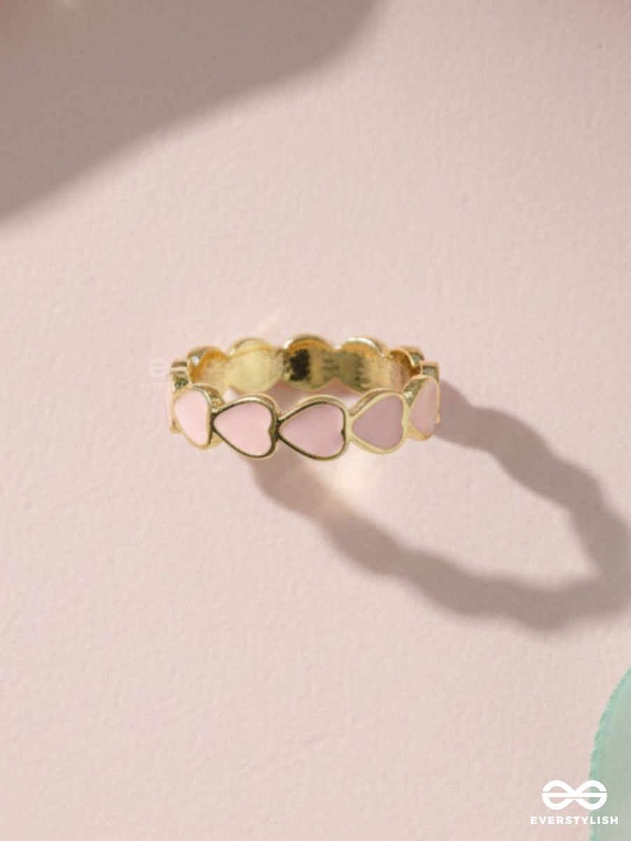 Blush Hearts - Enamelled Gold Ring