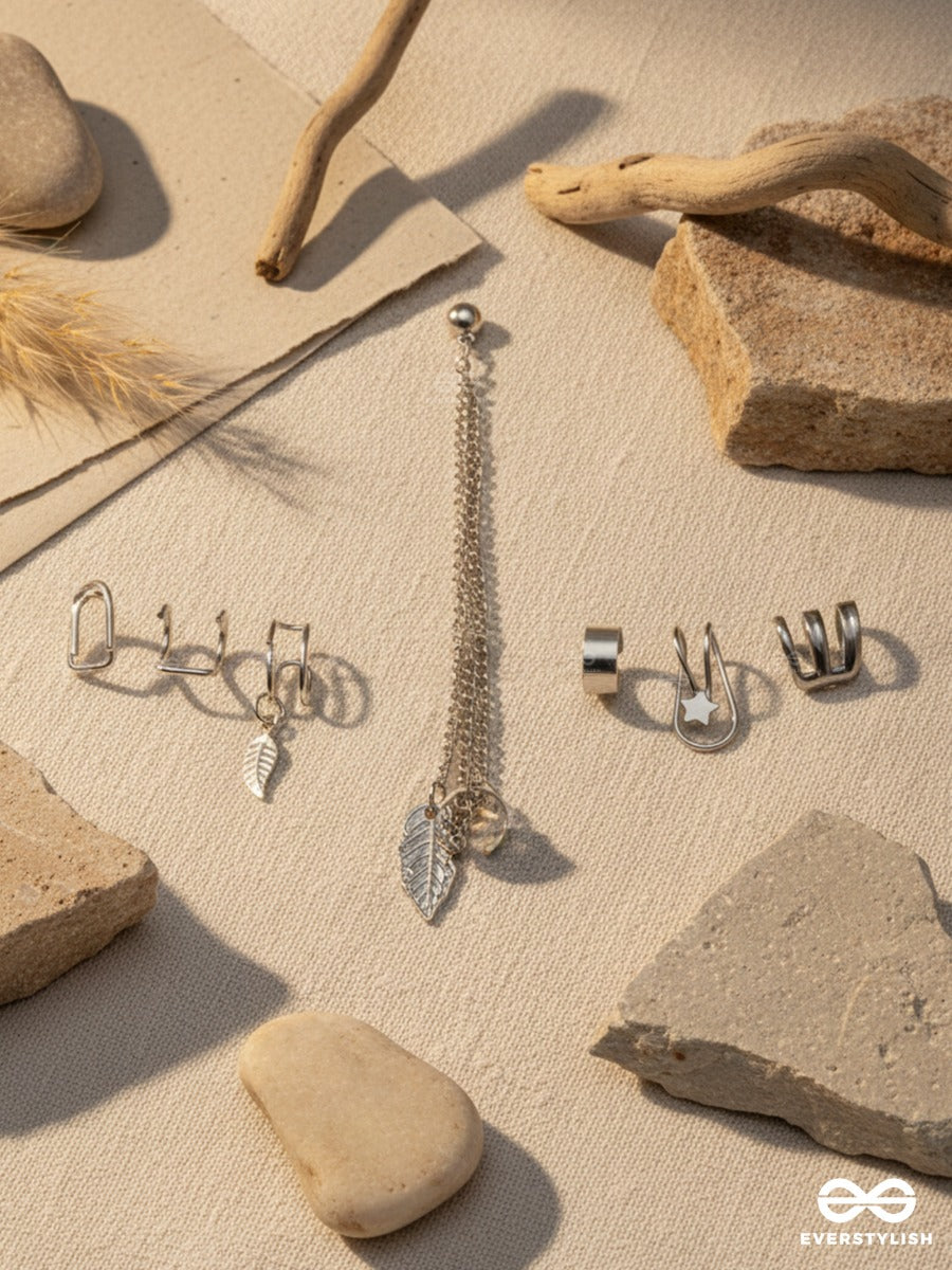 Terra Whisper - Asymmetric Silver Earcuff Set