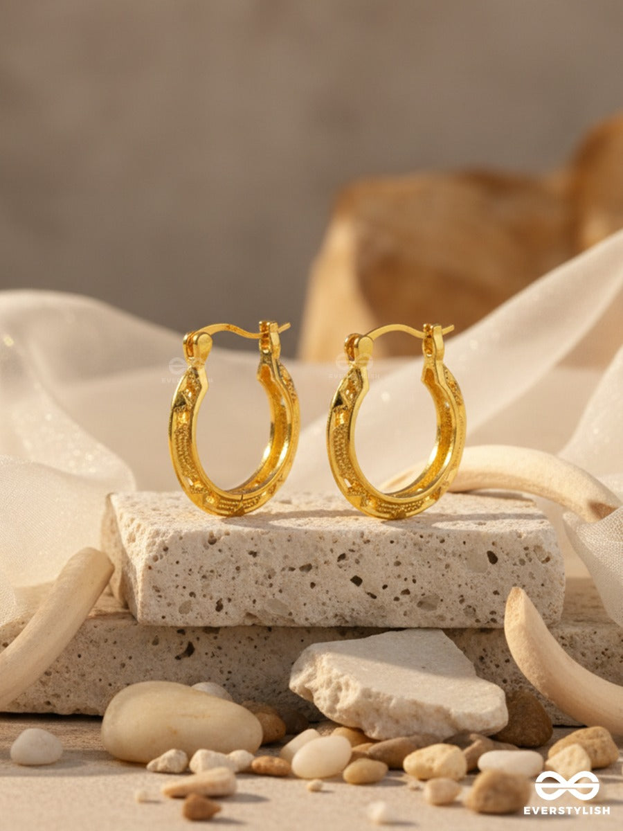 Gold Ripple - Modern Hoop Earrings