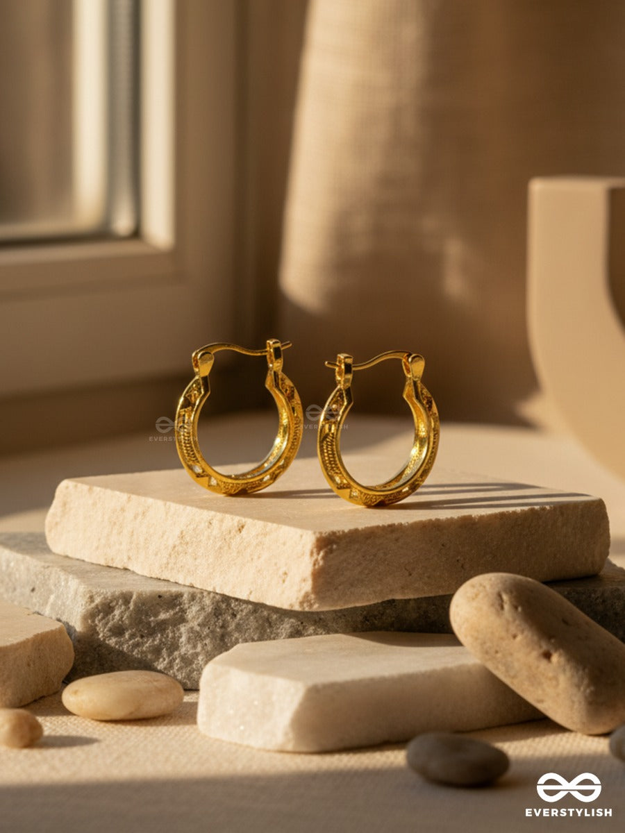 Gold Ripple - Modern Hoop Earrings