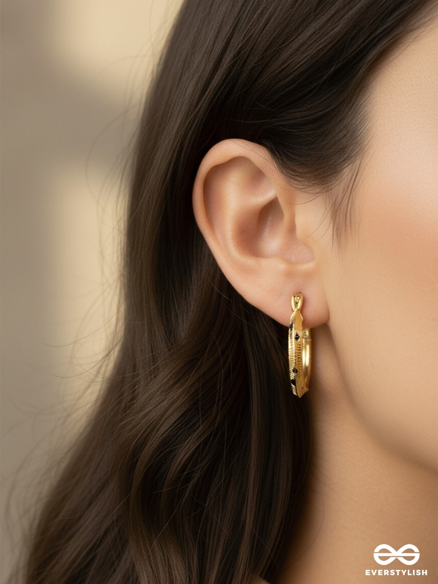Gold Ripple - Modern Hoop Earrings