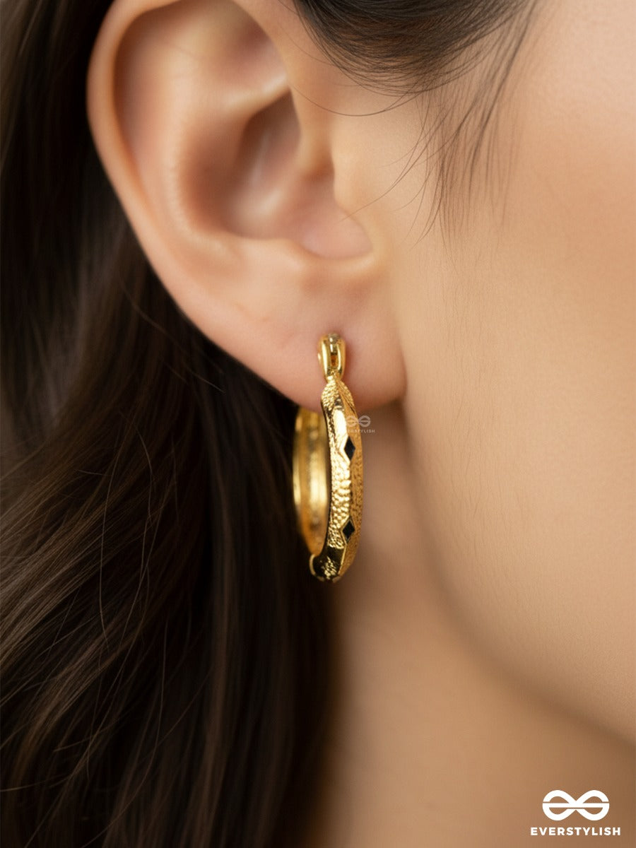 Gold Ripple - Modern Hoop Earrings