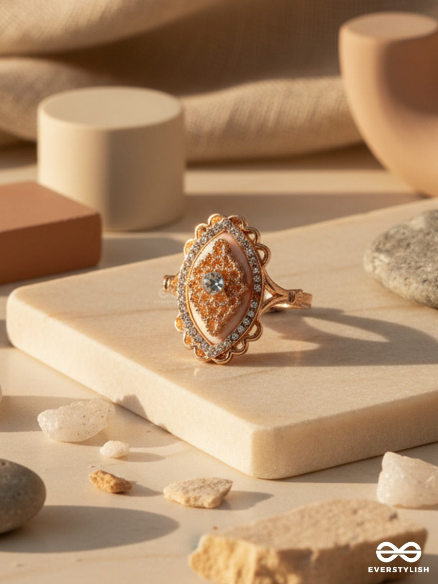 Crowned Petal - Sculpted Halo Ring