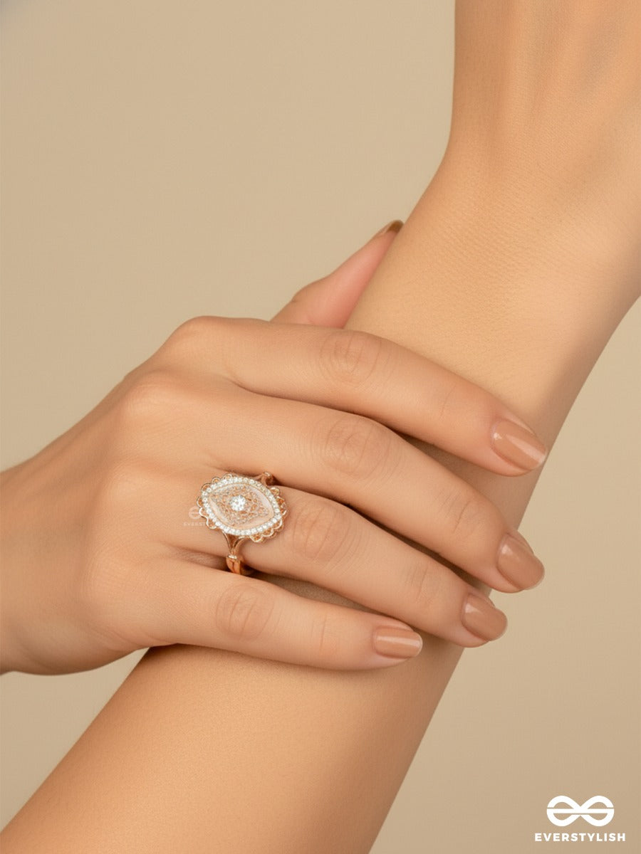 Crowned Petal - Sculpted Halo Ring