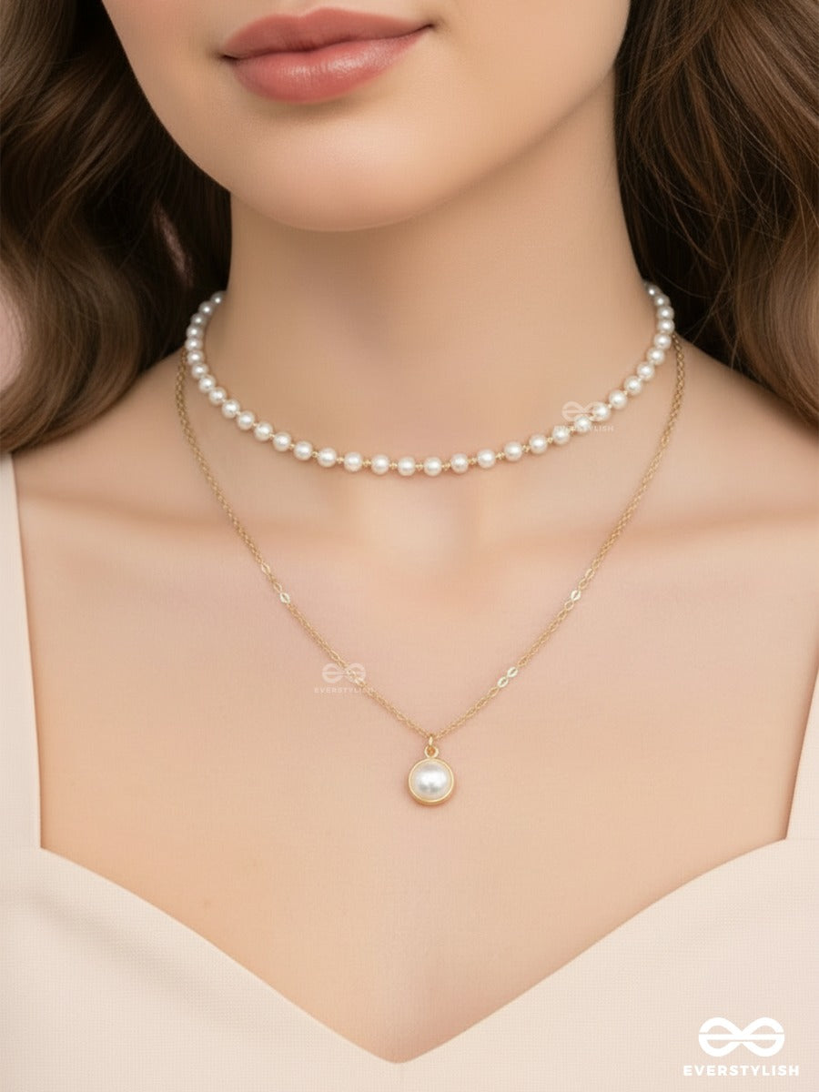 Double Trace - Pearl Layered Gold Necklace