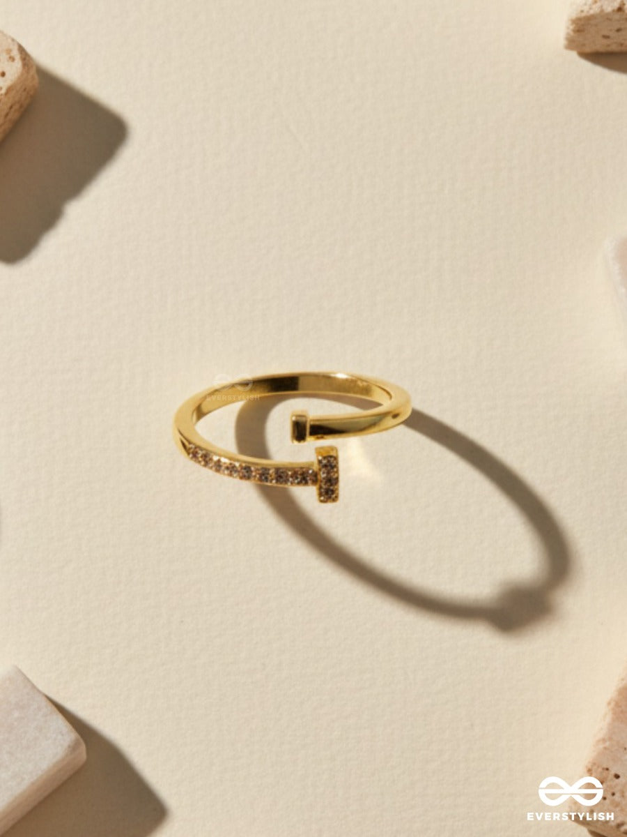 Glint Bar - Modern Open Gold Ring