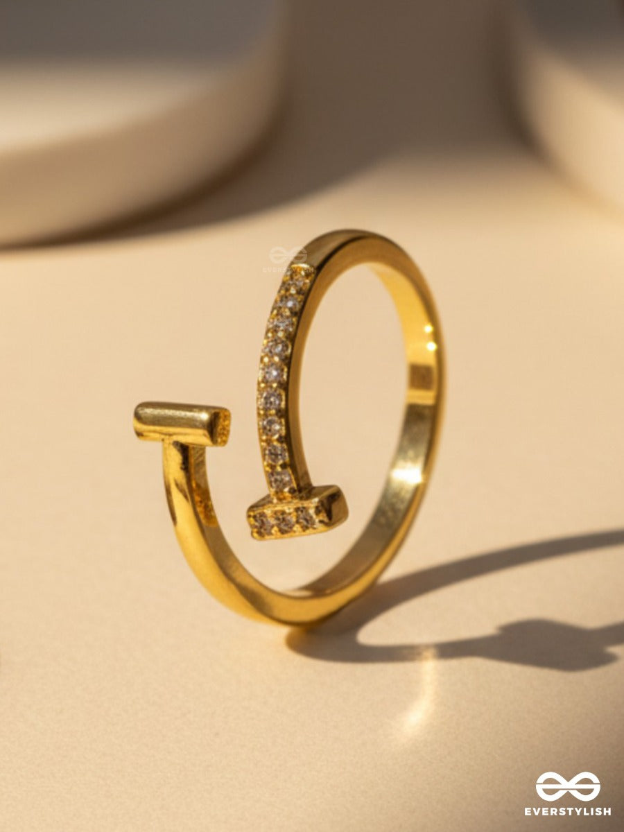 Glint Bar - Modern Open Gold Ring
